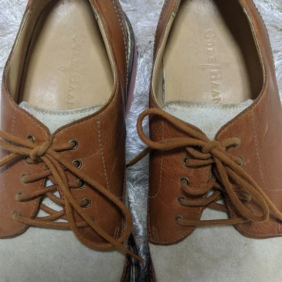 Cole Haan Tan Linen Wingtip Oxfords 12M - Picture 3 of 14